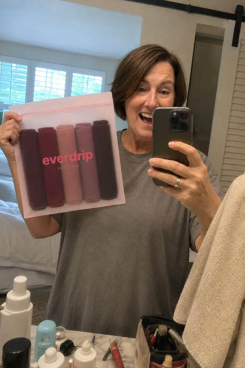 EverDrip real customer holding leakproof underwear 5-pack pouch